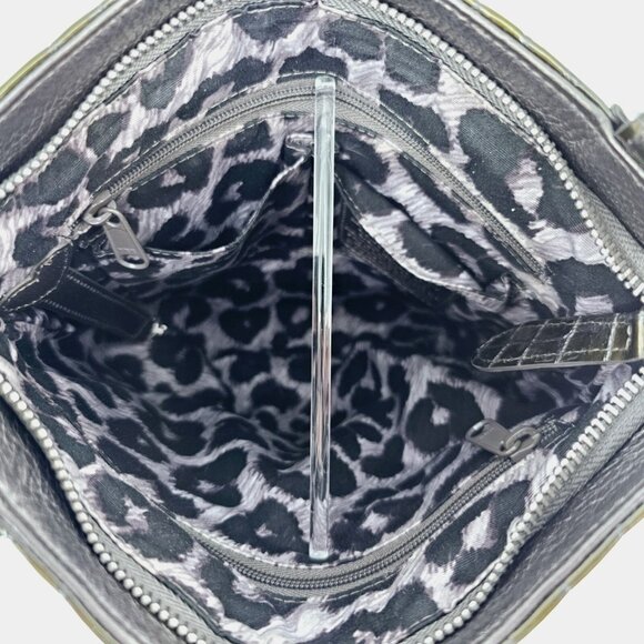 BRIGHTON Pewter Pebble Faux Patent Croc Leather Adjustable Strap Crossbody - Picture 10 of 15